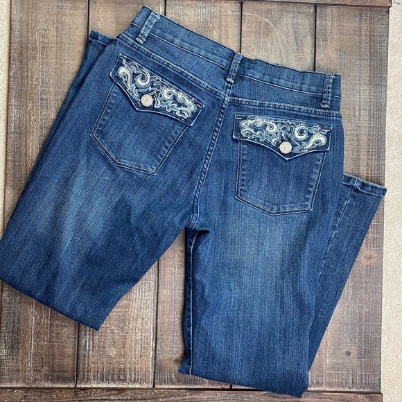 Zena Denim - Zena Jeans bootcut embellished pockets 8p darkwash